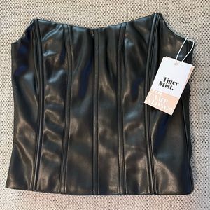 Tiger Mist Black Leather Corset Top